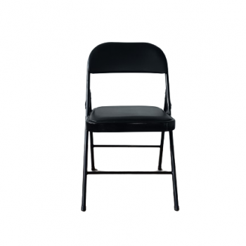 Chaise pliante en simili cuir noir –  CP3