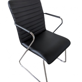 Chaise de réunion élégante en simili cuir noir – occasion SL17