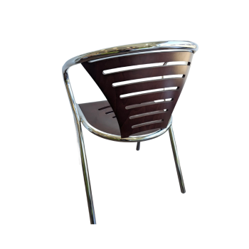 Chaise visiteur en bois foncé et acier chromé – reconditionné – 299SV4P53