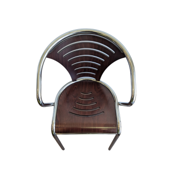 Chaise visiteur en bois foncé et acier chromé – reconditionné – 299SV4P53